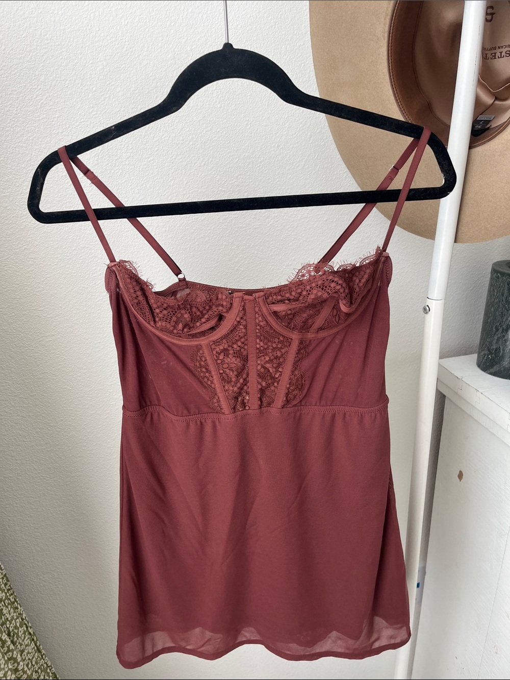 Urban Outfitters Lace-Trim Slip Chemise - Mauve Rose